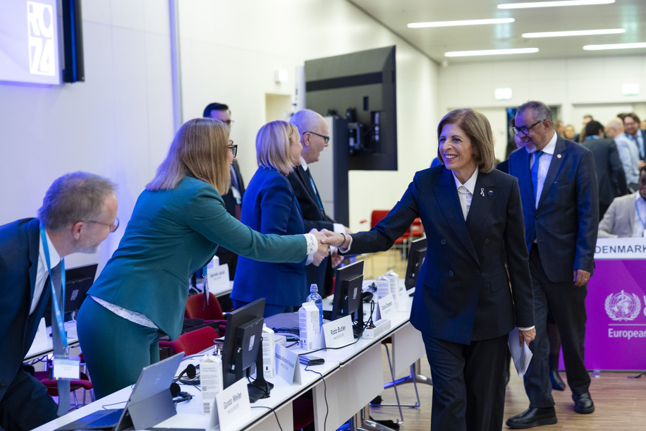 The 74 th session of the WHO Regional Committee for Europe opened in Copenhagen, Denmark.  Pictured here: Ms Stella Kyriakides, European Commissioner for Health and food safety Title of WHO staff and officials reflects their respective position at the time the photo was taken.