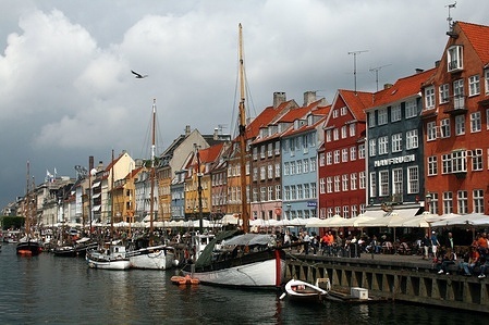 Boats in the new harbour in Copenhagen