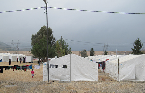 Tents set up in Nizip refugee camp hosting Syrian refugees.
