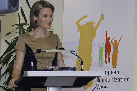 Her Royal Highness Princess Mathilde of Belgium speaking at an event for European Immunization Week 2011.